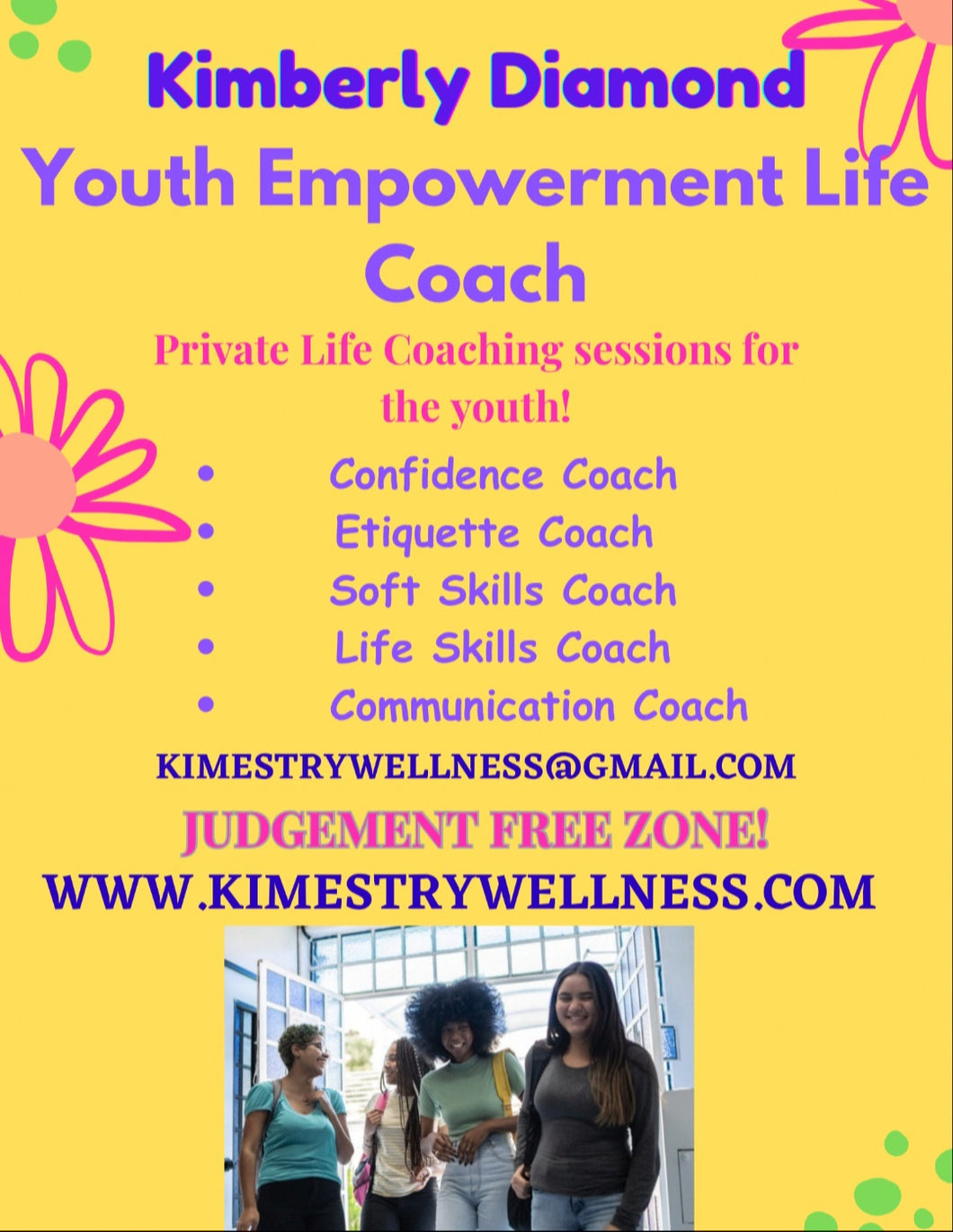 Private Empowerment Life Coaching, & Etiquette sessions for the youth.
