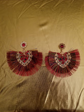 Load image into Gallery viewer, Pretty Peacock Fan Rhinestone Earrings
