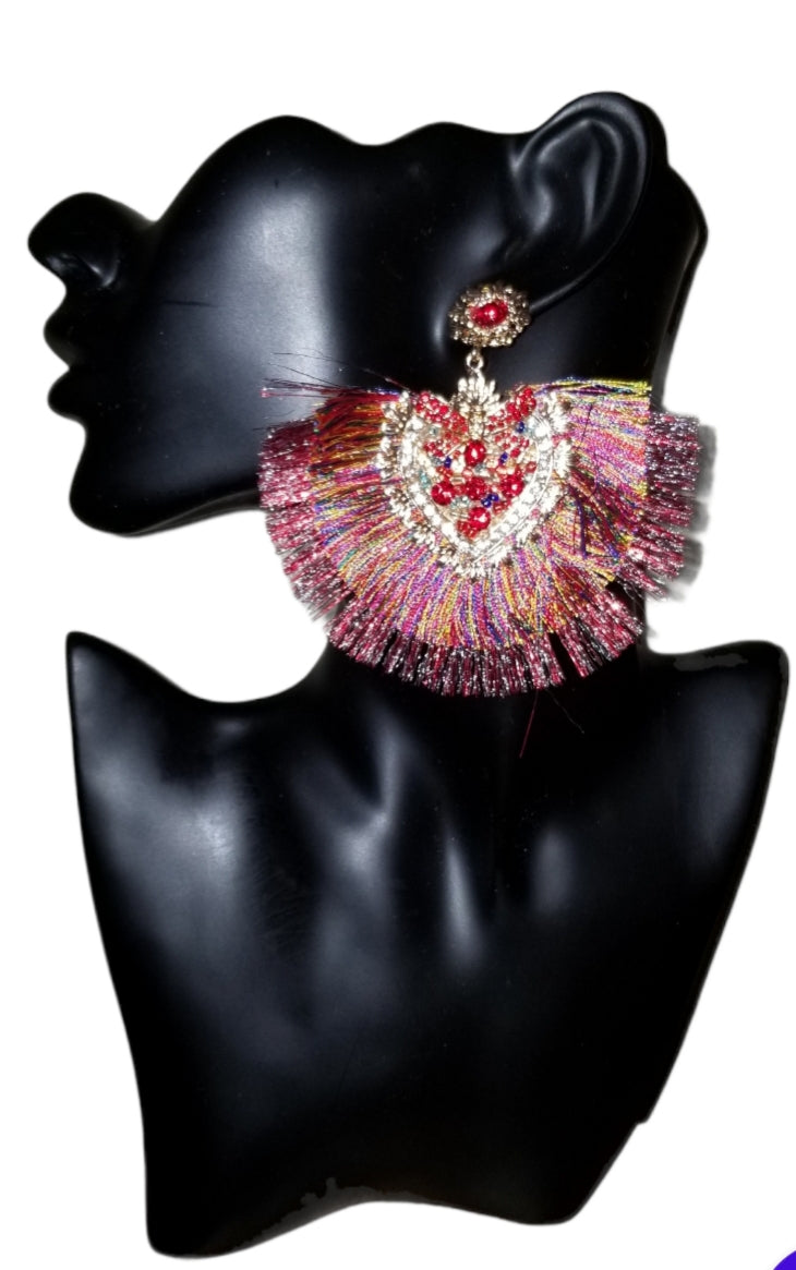 Pretty Peacock Fan Rhinestone Earrings