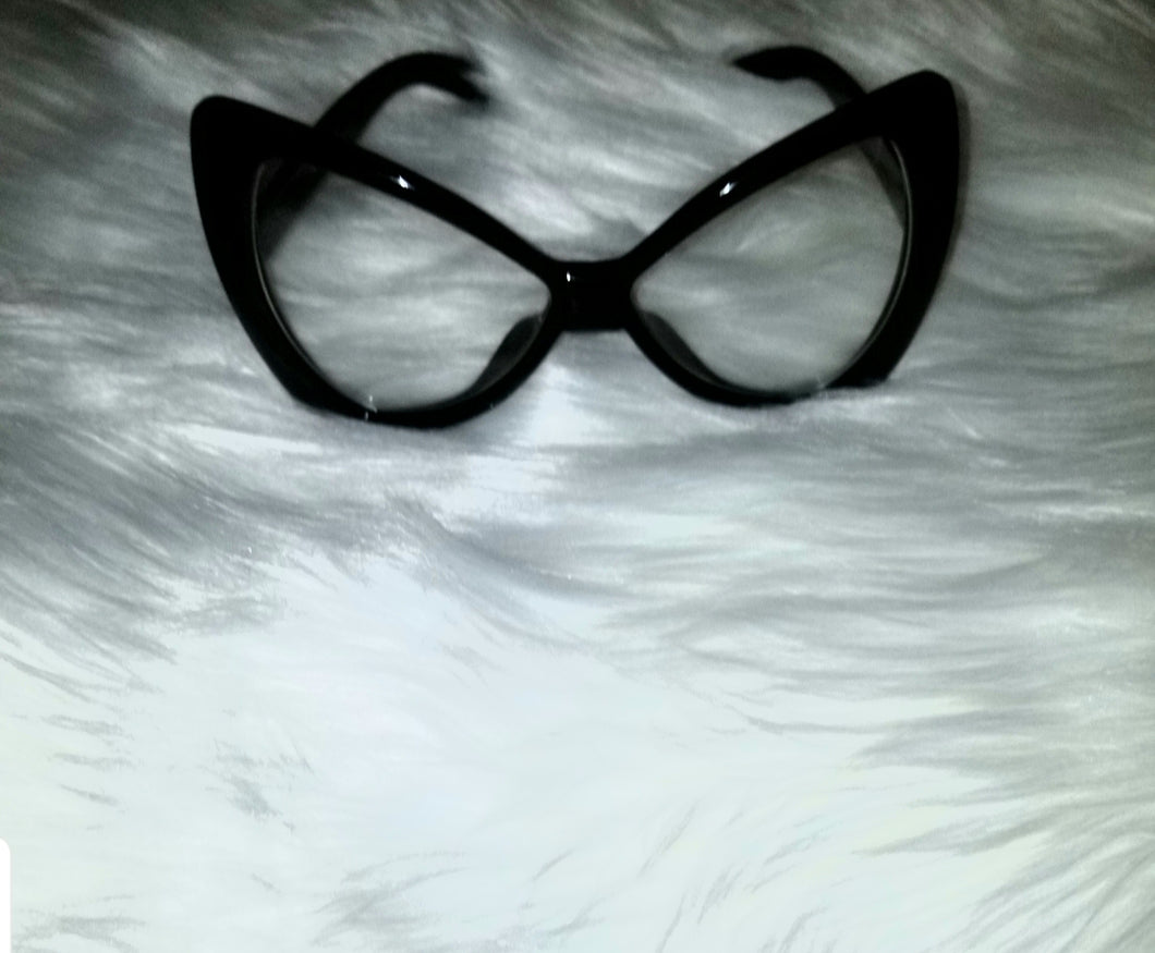 Oversized Black Cat Eye Glasses