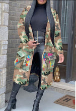 Load image into Gallery viewer, Sis You Fly Camouflage Jacket.This jacket is also available in multicolor letters when you click the color drop down button below. Please cashapp $KIMestryllc $7 for shipping once the jacket has been purchased through the website.
