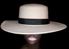 Load image into Gallery viewer, Cream Wide Brim Fedora Hat
