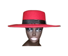 Load image into Gallery viewer, Red Wide Brim Fedora
