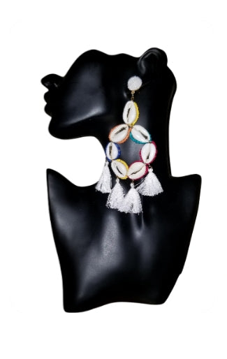 Cowrie Shell Tassel Earrings